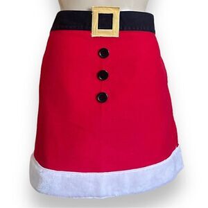 Ritz Holiday Christmas Santa Ms Clause Half Tie Back Canvas Apron Fleece Trim